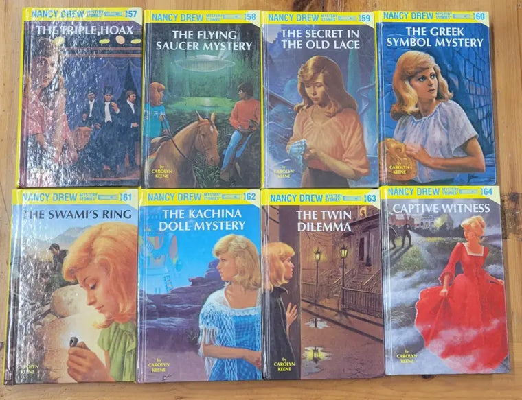 NANCY DREW Mystery Stories Rare 8 Book Set 57- 64 Keene Lot Flashlight - nancy-drew-mystery-stories-rare-8-book-set-57-64-keene-lot-flashlight