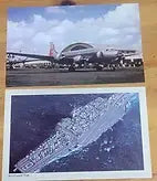 Set of 2 Vintage Transportation Postcards Douglas DC-4 and USS Ranger - set-of-2-vintage-transportation-postcards-douglas-dc-4-and-uss-ranger