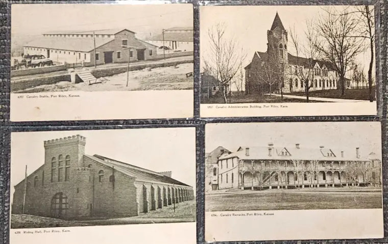 Set of 4 Postcards of U.S. Cavalry Buildings at Fort Riley Kansas Early 1900s - set-of-4-postcards-of-u-s-cavalry-buildings-at-fort-riley-kansas-early-1900s