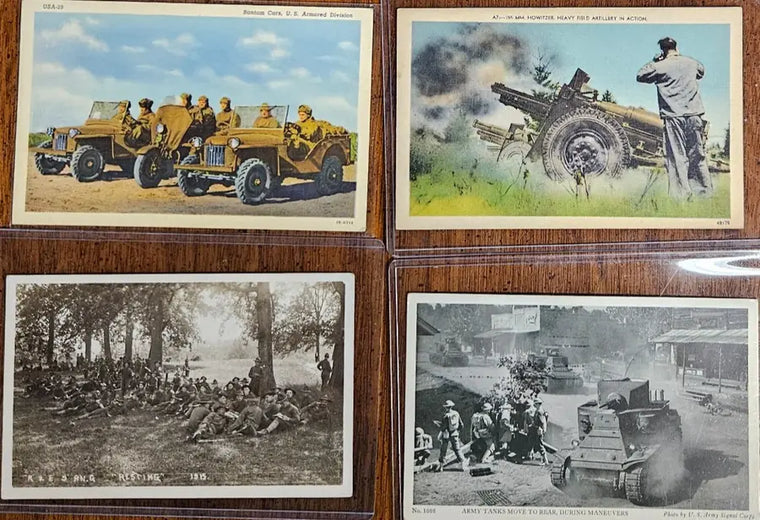 Set of 4 U.S. Military Postcards - WWI and WWII - Unused - set-of-4-u-s-military-postcards-wwi-and-wwii-unused
