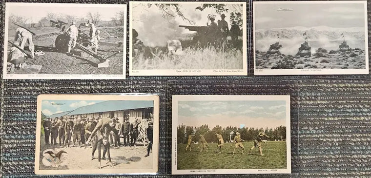 Set of 5 U.S. Military Postcards - WWI and WWII -Unused - set-of-5-u-s-military-postcards-wwi-and-wwii-unused