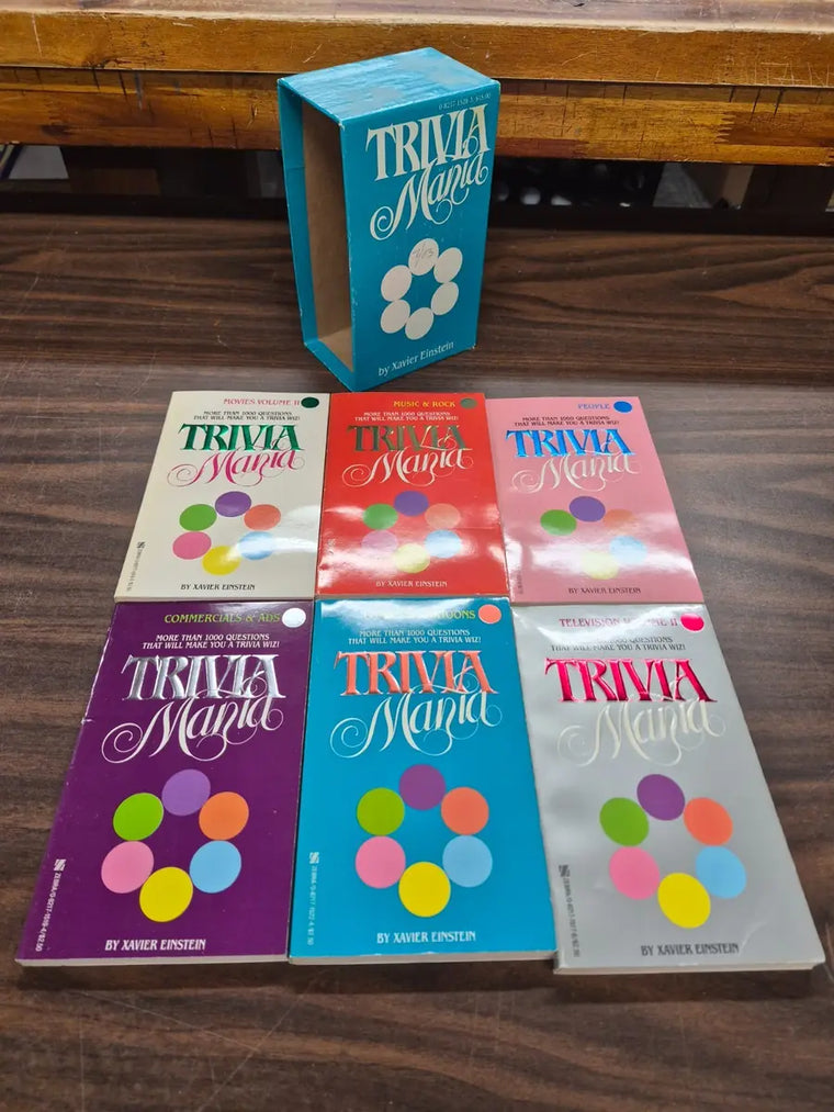 Vintage 1984 Trivia Mania 6 Book Box Set First Printing Xavier Einstein - vintage-1984-trivia-mania-6-book-box-set-first-printing-xavier-einstein